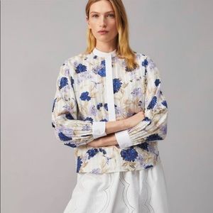 Tory Burch Floral-print Cotton Top In Lavender Floral